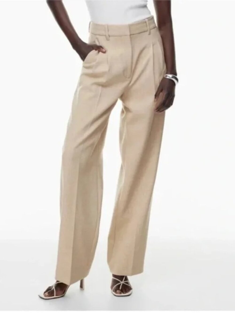 Aritzia Wilford Effortless Pants in Heather Oat Beige NWT